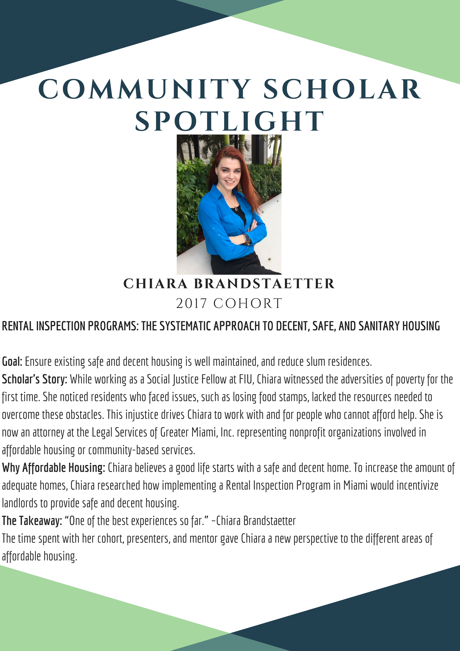 Chiara Brandstaetter Community Scholars Spotlight